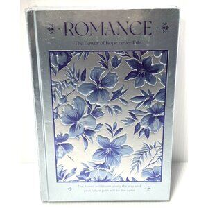 ROMANCE Floral Notebook Journal Blue Silver Cover Hope Quote Gift Writing Book